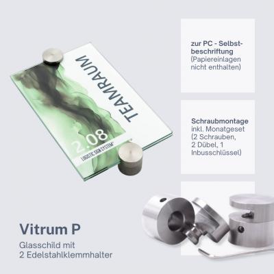 Tuerschild VITRUM P Glasschild fuer Buero 130 200 mm